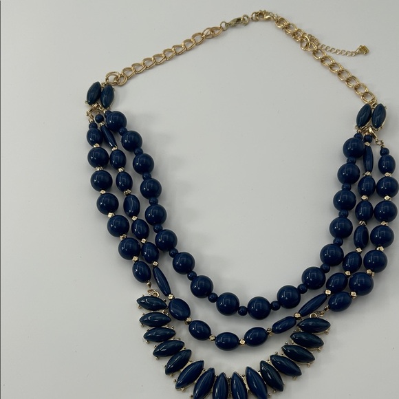 Fashion Jewelry Navy and Gold Beaded Necklace - Picture 16 of 16